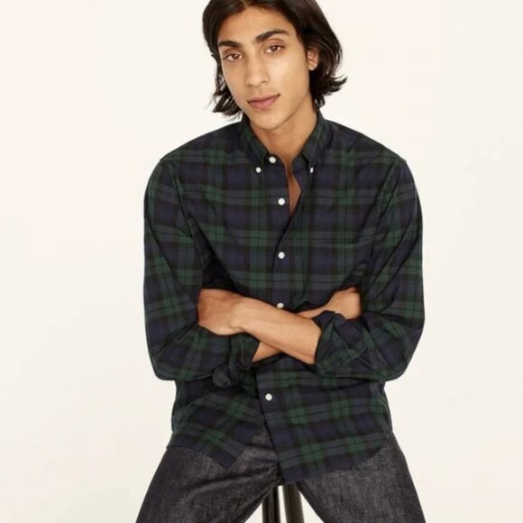 J. Crew Secret Wash Classic Fit Plaid Cotton Poplin Shirt - Picture 1 of 7